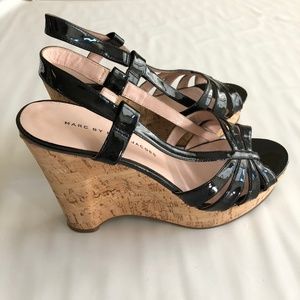 Marc Jacobs Cork And Patent Leather Platform Wedge